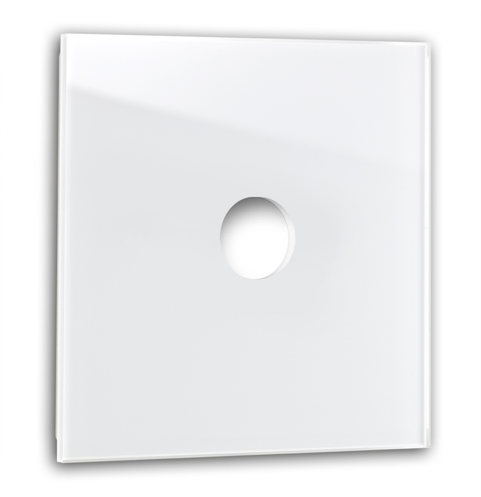 Cache d'interrupteur rétro CAMBRIDGE pour levier à bascule - aspect verre  single. Blanc., 1 fois. Pour 1 boîtier mural, Blanc, VERRE / verre  optique