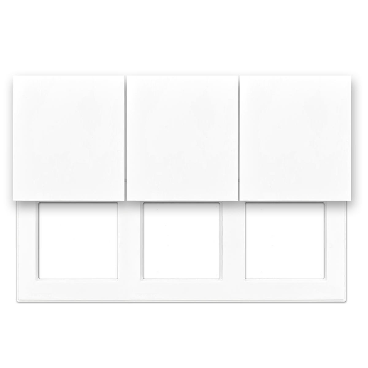Kit de cadres pour :  3 prises invisibles, blanc alpin. Design moderne avec prises de courant cachées.